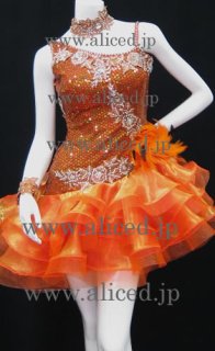 社交ダンス用オレンジドレスM〜L 【公式通販】 オレンジ社交ダンス