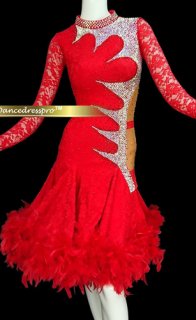 レッド（ラテン） - 社交ダンス ドレスのアリス