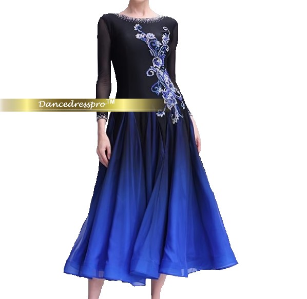 社交ダンス用ロイヤルブルーグラデーションスタンダードドレス